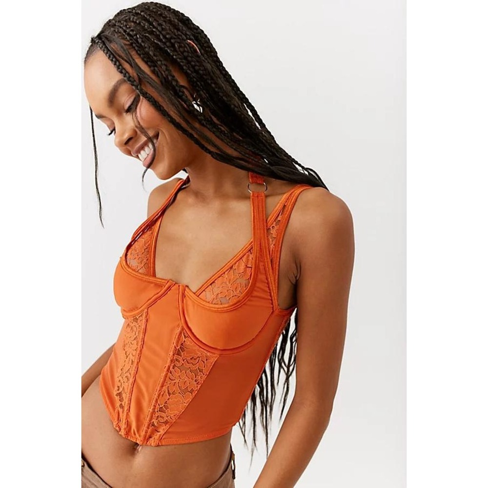 Out From Under Bewitched Corset Top Lace Medium Terracotta Urban Outfiters